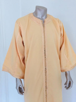 Moroccan Vintage Kaftan Gentleman Yellow Gold Caftan, circa 1970