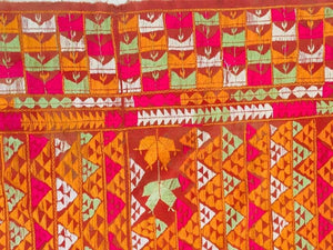 Phulkari Bawan Bagh Wedding Shawl, Silk Embroidery on Cotton, Punjab India