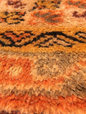 1960s Moroccan Vintage Orange Color Tribal African Pile Rug