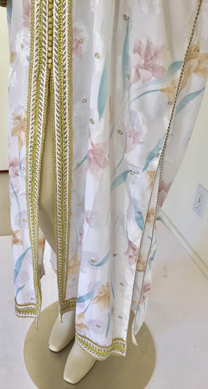 Vintage Moroccan White Kaftan Maxi Dress Caftan Size Large