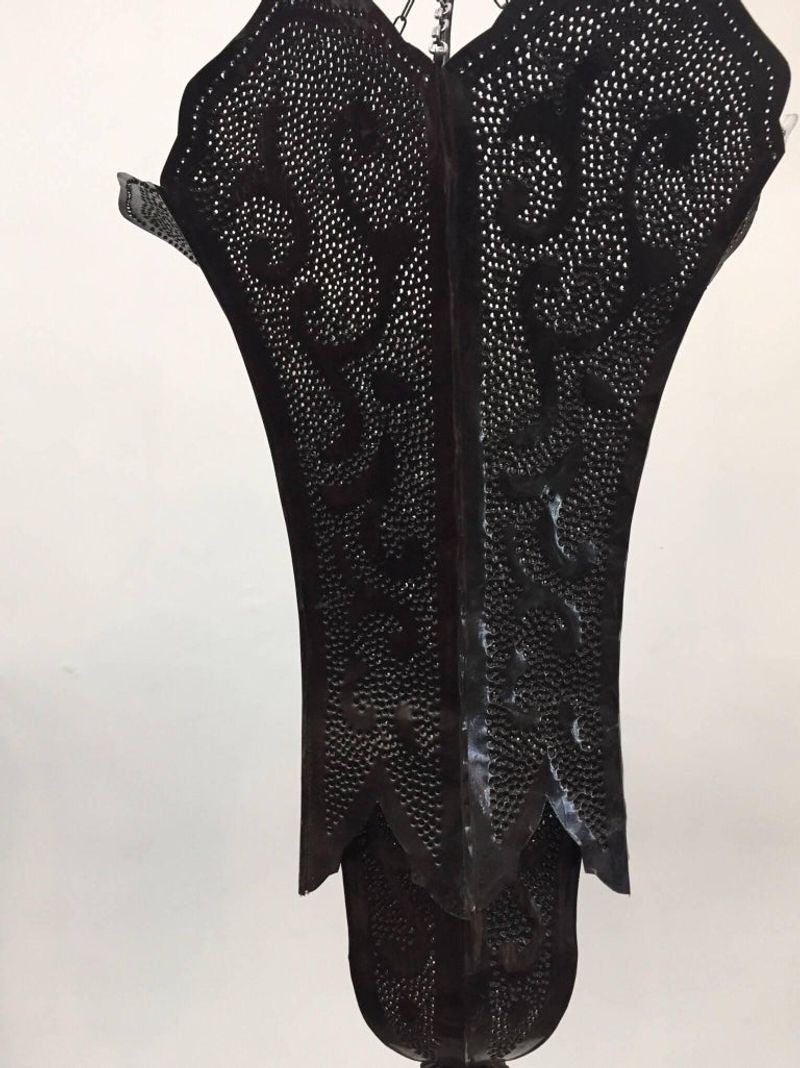 Moorish Handcrafted Metal Lanterns Pendants with Hand of Fatima, North Africa