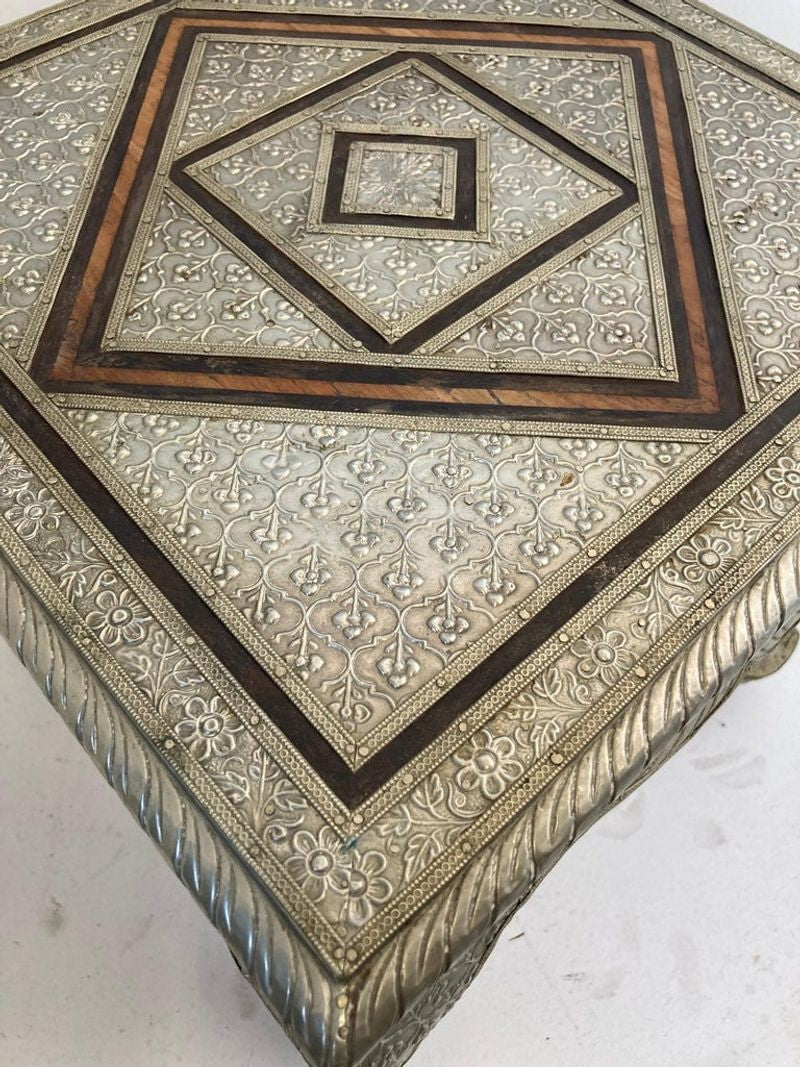 Vintage Anglo-Indian Silvered Wrapped Clad Side Low Table