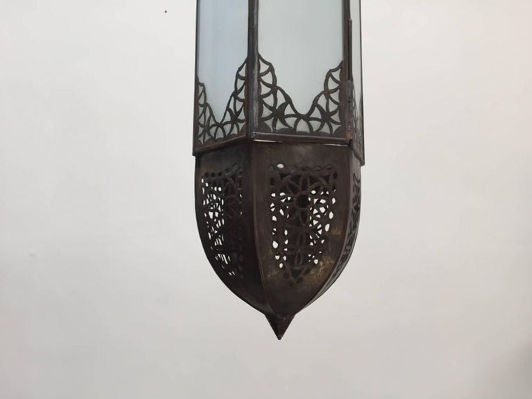 Handcrafted Moroccan Moorish Milky Glass Pendant Light