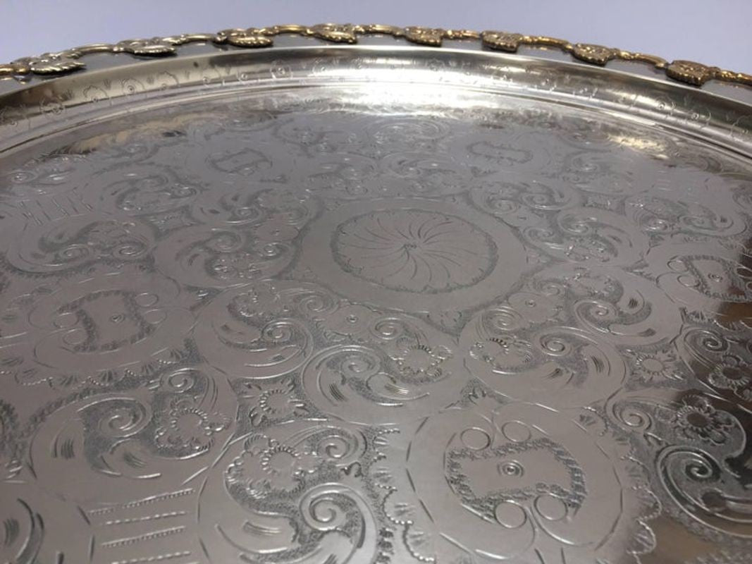 Moroccan Handcrafted Silver Round Tray