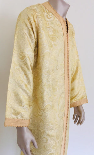 Moroccan Kaftan Gold and Silver Brocade 1970s Maxi Dress Caftan