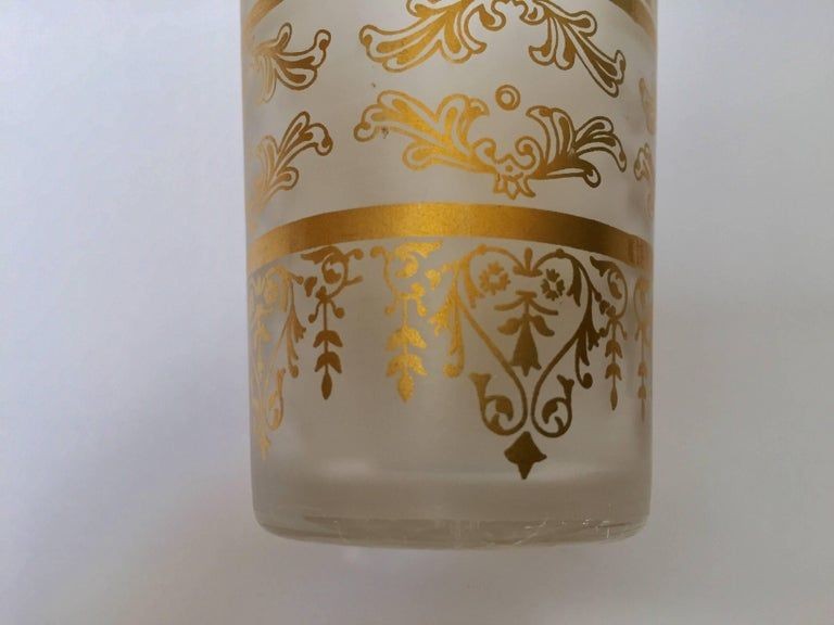 Set of Six Moorish White Frosted and Gold Glasses