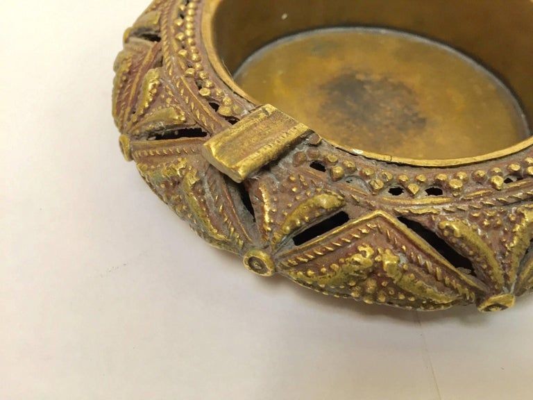 Pair of Round Handcrafted Brass Ashtrays India