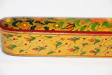Persian Lacquer Pen Box Hand Painted with Floral and Gilt Design