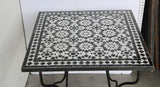 Moroccan Fez Mosaic Table in Black and White Tiles