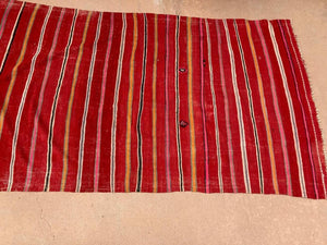 1960s Moroccan Vintage Flat-Weave Ethnic Textile Rug