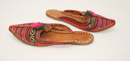 Handcrafted Moorish Leather Ethnic Turkish Gold Embroidered Shoes
