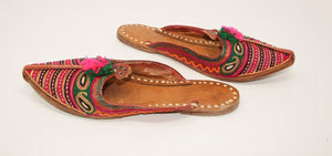 Handcrafted Moorish Leather Ethnic Turkish Gold Embroidered Shoes