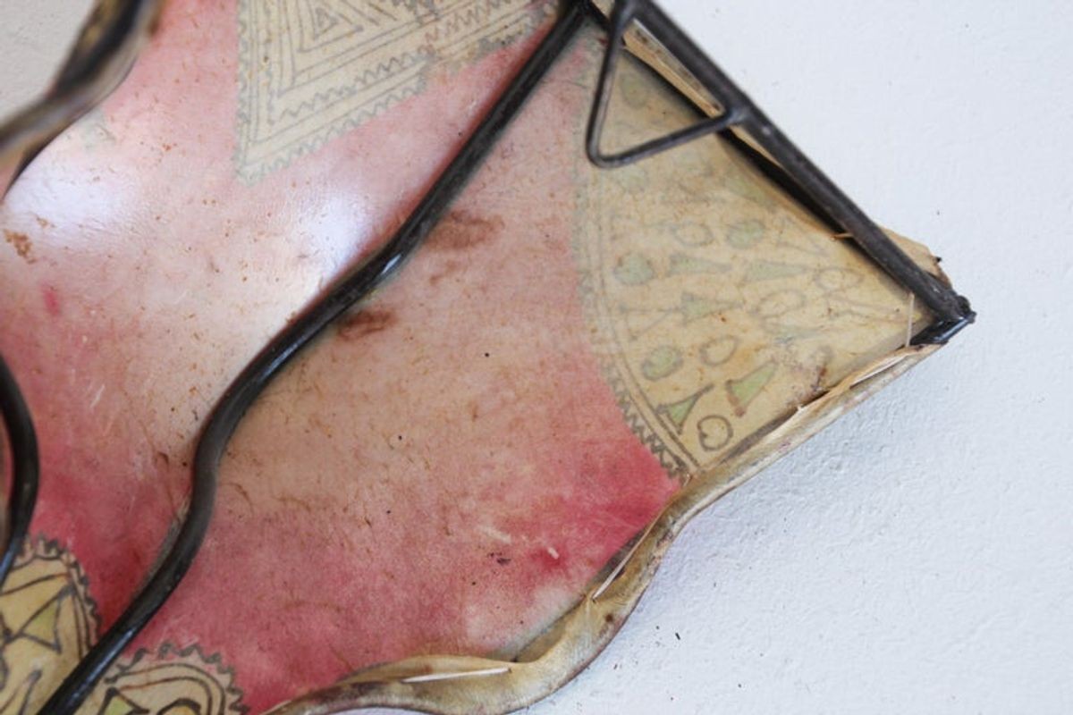 Pair of Parchment Moroccan African Art Wall Curved Sconce