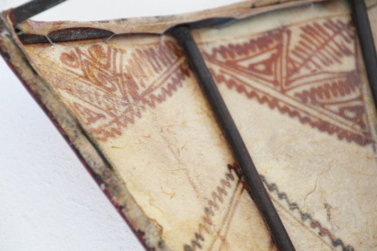 Moroccan Handpainted Parchment Folk Art Wall Sconce