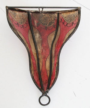 Moroccan Art Red Parchment Handpainted Wall Sconce