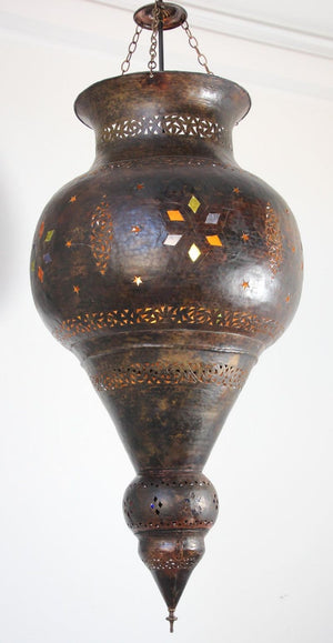 Vintage Moroccan Bronze Moorish Chandelier