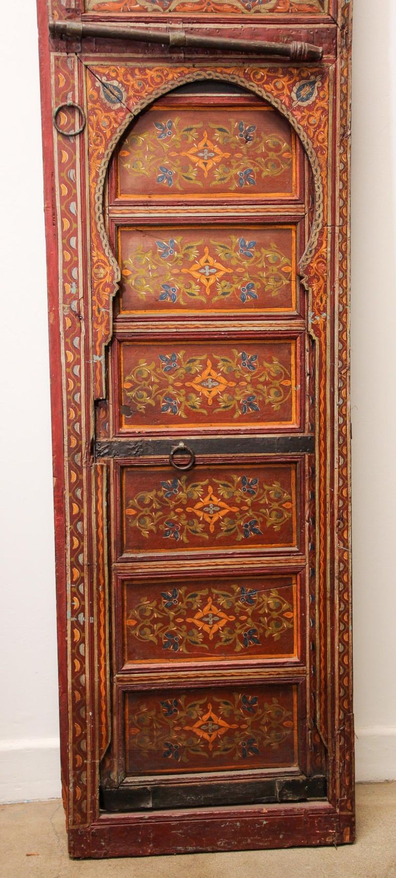 19th Century Moroccan Antique Double Door with Hand Painted Moorish Designs