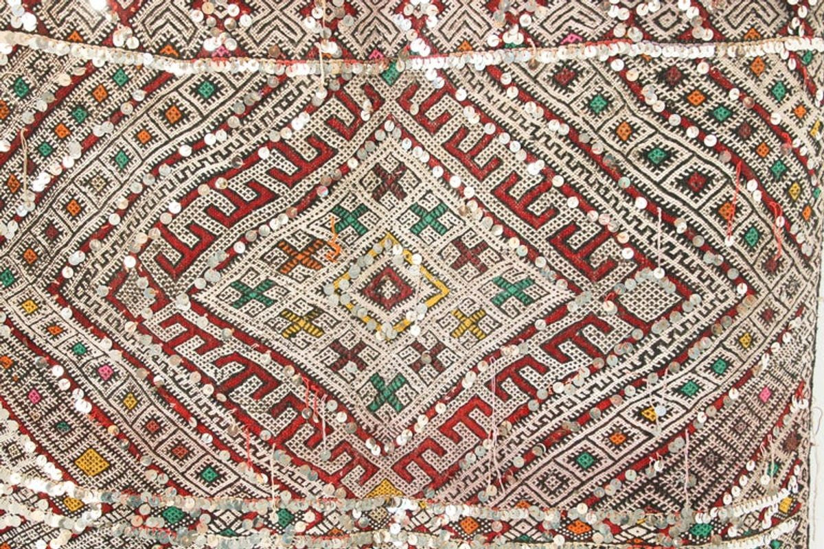 1950s Authentic Moroccan African Tuareg Wedding Runner Rug 15.5 ft long