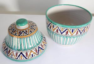 Handcrafted Ceramic Glazed Covered Jar in Fez Morocco