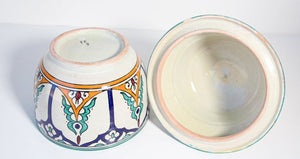Moorish Ceramic Glazed Covered Jars Handcrafted in Fez Morocco