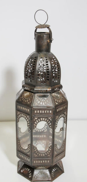 Moroccan Metal and Clear Glass Candle Lantern