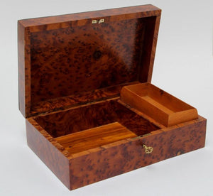 Victorian English Regency Handcrafted Burl Wood Jewelry Box