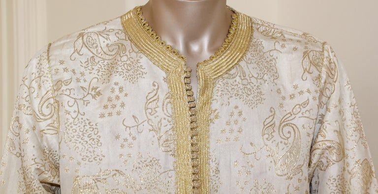 Moroccan Vintage Kaftan Gentleman Silver and Gold Caftan, circa 1970
