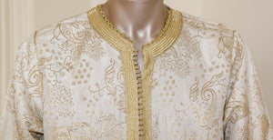 Moroccan Vintage Kaftan Gentleman Silver and Gold Caftan, circa 1970