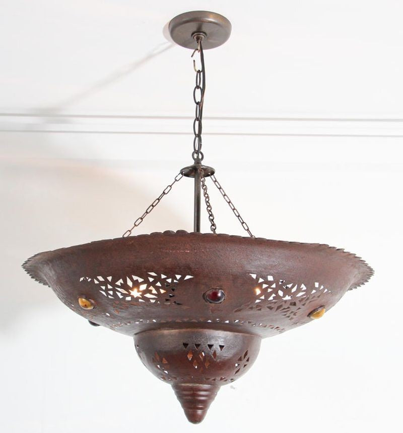 Handcrafted Moroccan Metal Chandelier with Moorish Design