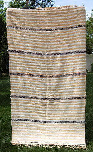 Vintage Folk Art Moroccan Handcrafted Wedding Blanket Throw with Sequins 5