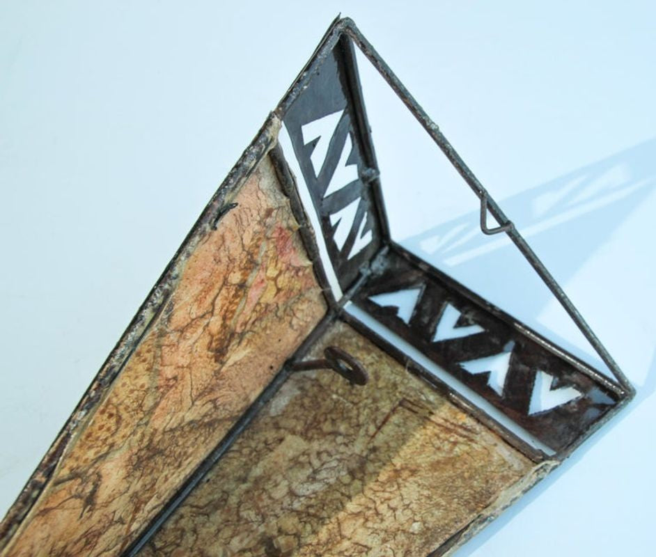 Moroccan Folk Art Metal and Parchment Wall Shade Sconce