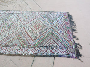 1960s Vintage Zemmour Moroccan Berber Rug Runner