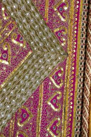 Mughal Style Metal Threaded Tapestry Framed from Rajasthan, India