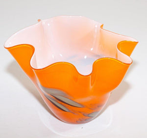 Murano Art Glass Venetian Fulvio Bianconi Vase Orange Freeform Handkerchief