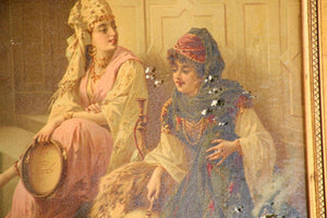 Orientalist Gravure Scene of Turkish Women Dancing in the Harem, Luigi Crosio