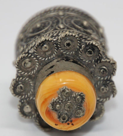 Handcrafted Silvered Metal Kohl Box, Berber Design, Algeria, 1950s
