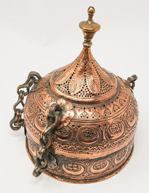 Rajasthani Mughal Decorative Copper Lidded Betel Spice Pandan Caddy Box