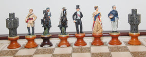 The Raj Hand Painted India-British War 1857 Game Chess with Table