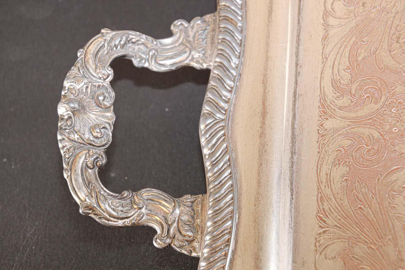 Vintage Large Silver Plate Tray George IV English Style
