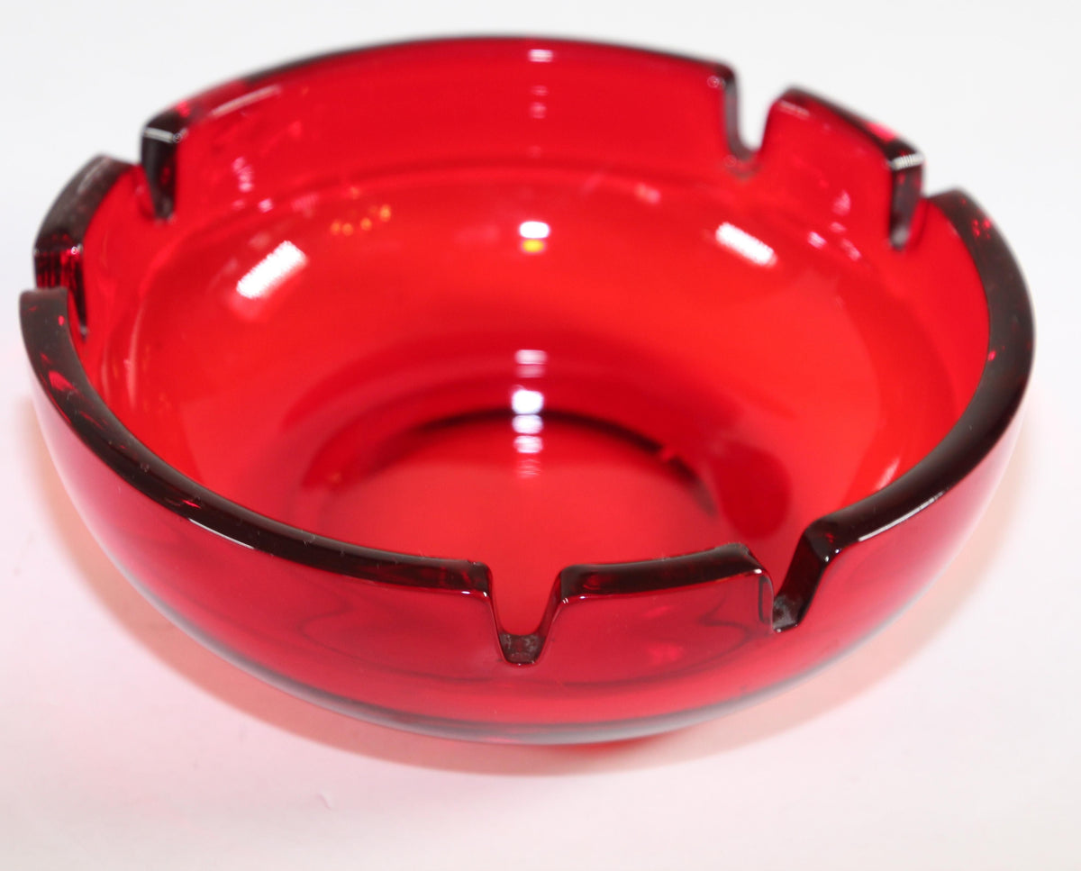 Vintage Mid-Century Ruby Red Glass Cigar Ashtray by Viking, USA, 1960s