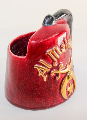 Vintage Masonic Shriner Burgundy Ceramic Vase