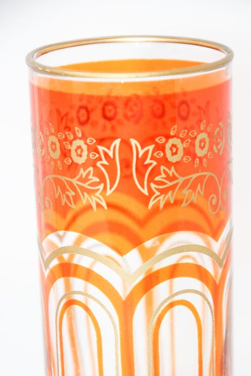 Set of Three Glass Candleholder Vases with Moorish Alhambra Design