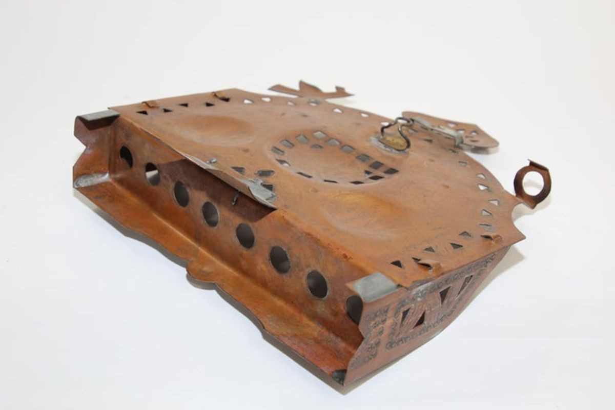 Moroccan Copper Hanukkah Lamp Judaica Menorah