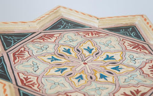 Moroccan Moorish Star Shape Ivory Side Tables a Pair