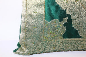 Green Moorish Pillow Embellished with Sequins and Beads
