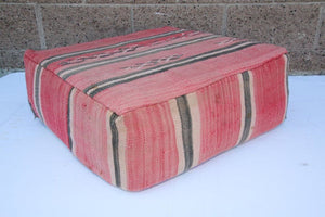 Vintage Moroccan Floor Pillow Seat Cushion Made from a Berber Old Rug