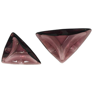 Vintage Moroccan Hazel Atlas Amethyst Triangle Pair of Ashtrays