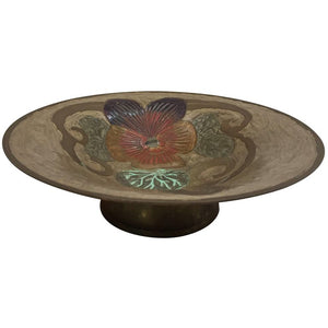 Art Nouveau A. Delbaux Brass Enameled Bowl, Made in France