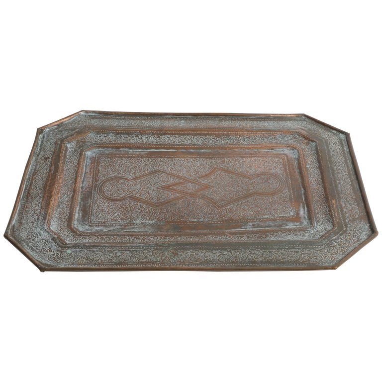 Middle Eastern Octagonal Persian Copper Tray Charger