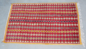 1980s Vintage Moroccan Boujad Hand-Woven Tribal Rug